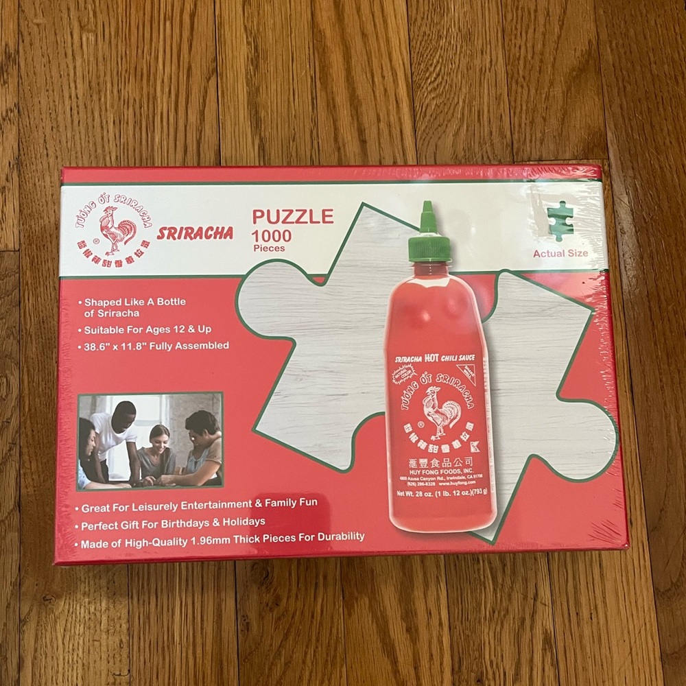 Sriracha Bottle Shaped Red Puzzle, Brand New in Original Packaging